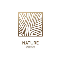 Square abstract tree emblem