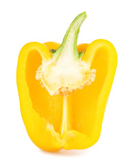 Fototapeta na wymiar Half of yellow bell pepper isolated on white