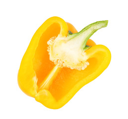 Naklejka na ściany i meble Half of yellow bell pepper isolated on white, top view