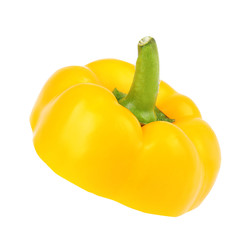 Cut yellow bell pepper isolated on white