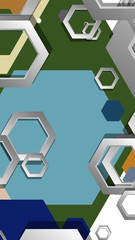 Abstract geometric background with hexagon, middle ages color composition. Vector illustration