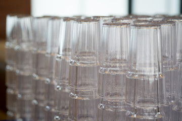Empty glass in restaurant or buffet line