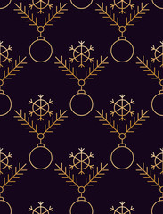 Minimalistic linear new year pattern, winter holiday pattern, Christmas tree branch pattern