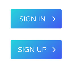 sign in sign up web buttons set. outline and filled ui web buttons in flat style. rectangular vector buttons on trendy gradients with arrows for web and ui design