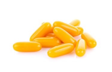 Fish oil pill on white background