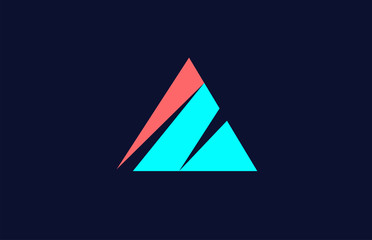 blue pink A alphabet letter logo icon design sign