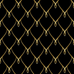 Naklejka premium Golden wire seamless oriental scales pattern