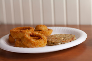 Veggie Burger and Onion Rings