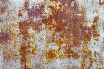 Rusty yellow-red texture of the metal surface. The texture of the metal sheet is subject to oxidation and corrosion.
