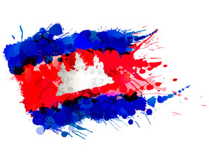 Flag of Cambodia made of colorful splashes