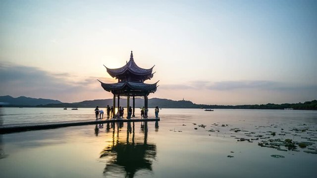 timelapse of jixian pavilion in hangzhou china