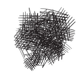 Fototapeta premium Chaos on white. Abstract tangled chaotic lines. Hand drawn dinamic scrawls. Black and white illustration