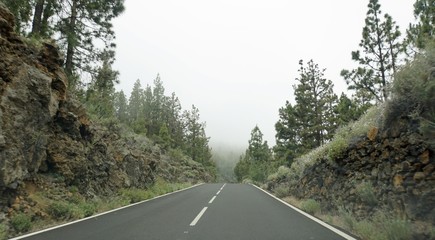 curvy serpentine roads on teide volcano