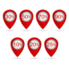 Sale location icon discount vector set.