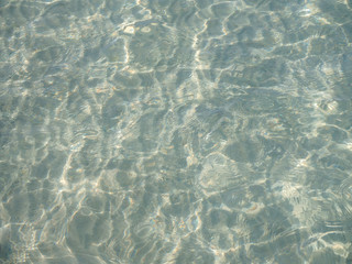 clear water with shadows from the waves in the sand