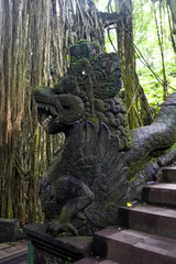 Statue at Ubud Monkey Forest sanctuary at Bali, Indonesia