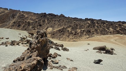 rough volcanic landscpae on teide volcano
