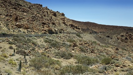 rough volcanic landscpae on teide volcano