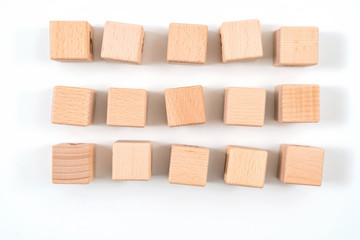 Wooden toy blocks isolated on white background. Clipping path included.