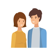 young couple in white background avatar character