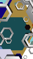 Abstract geometric background with hexagon cold color composition. Vector illustration
