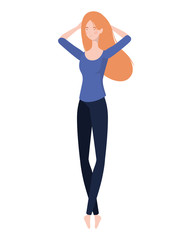 young woman with sleeping pose character