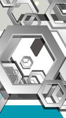 Abstract geometric background with hexagon cold color composition. Vector illustration