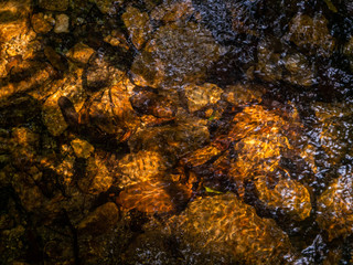 The texture of water on the waterfall. underwater rocks