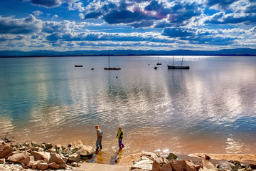 big otmuchow lake in the hot summer