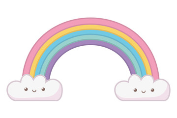 Rainbow with cloud cartoon design