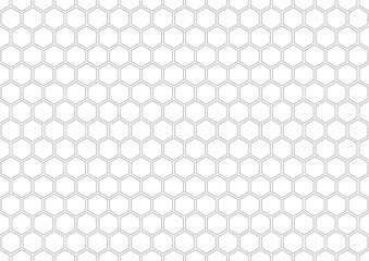 Hexagon seamless pattern. Black honeycomb on white background. Golf texture.