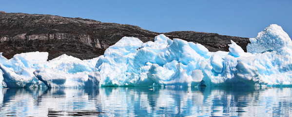 Icebergs landscape Greenland, beautiful Nuuk fjord 