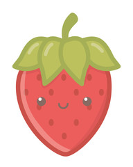 Strawberry fruit with leaves cartoon design
