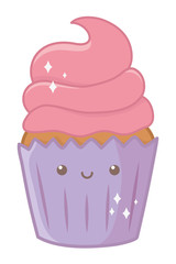 Cupcake dessert cartoon design vector illustrator