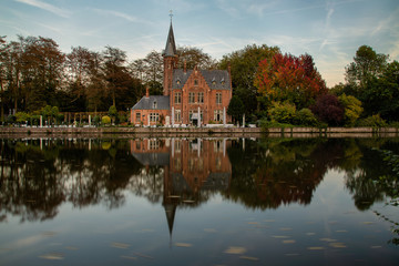 Fototapeta na wymiar Minnewaterpark in Bruges during the fall, Bruges, Belgium, Belgium