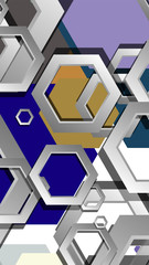 Abstract geometric background with hexagon cold color composition. Vector illustration