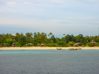 Island in a Tropical Ocean Cloudy on Holidays Day.