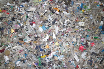 shredded waste dirty mixed plastic textiles and other