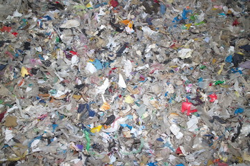 shredded waste dirty mixed plastic textiles and other