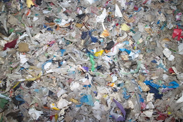 shredded waste dirty mixed plastic textiles and other