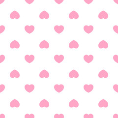 Cute pink hearts romantic seamless patttern. Texture for wallpapers, fabric, wrap, web page backgrounds, vector illustration