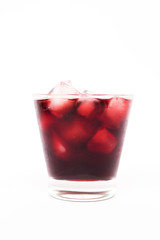 Summer cocktail; fresh grapes juice with sparkling on ice isolated on white background