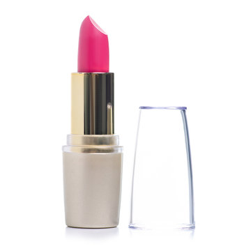 Pink lipstick beauty on white background isolation