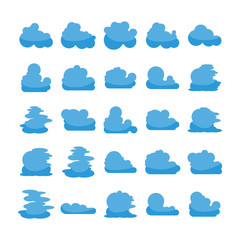 blue cloud shape icons vector