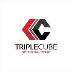 Obraz premium Triple Cube, Abstract C Letter Logo.