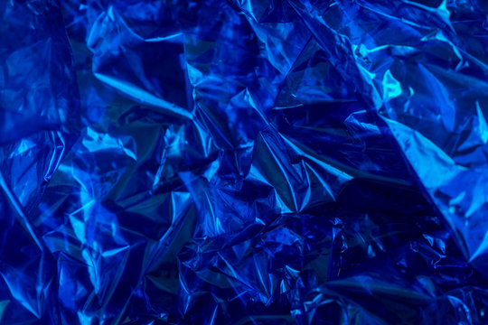 Blue cellophane paper background texture