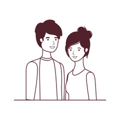 Fototapeta premium silhouette of couple in white background character