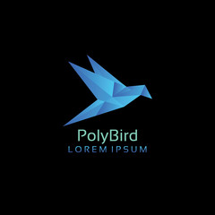 Poly blue bird logo