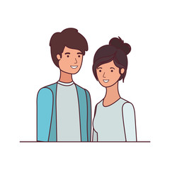 young couple in white background avatar character