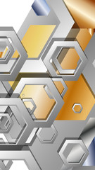 Abstract geometric background with hexagon metal color composition. Vector illustration